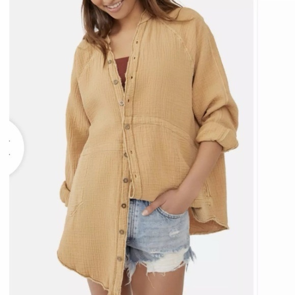 We The Free Summer Daydream Oversized Cotton Button Down Top Small NWOT - Picture 6 of 14